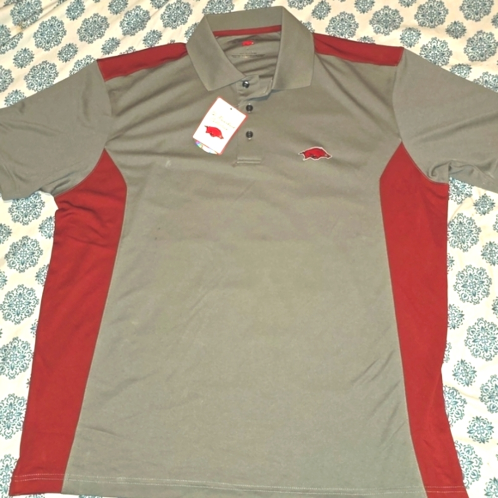 NWT Arkansas Razorbacks Polo Shirt Mens Large Golf